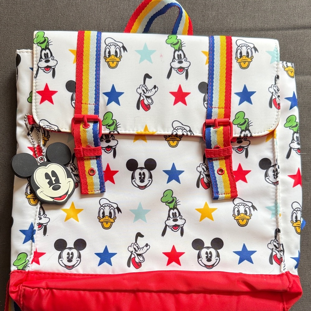 Disney Rainbow Stars Character Backpack in White, Red, Blue, Yellow